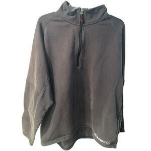 NIKE Y2K Sweatshirt Mens XL Black Embroidered Red Swoosh Silver Tag 1/4 Zip Flaw